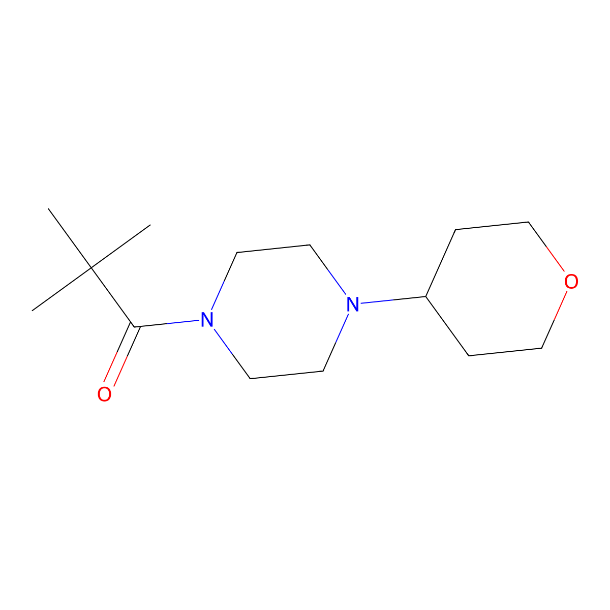 2,2-Dimethyl-1-[4-(oxan-4-yl)piperazin-1-yl]propan-1-one molecular structure, CAS 2097867-21-3
