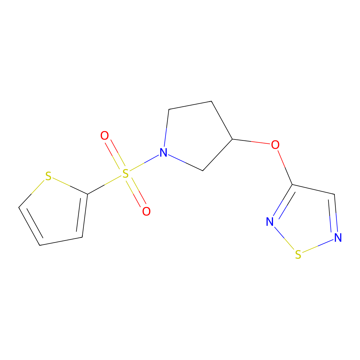 3-{[1-(Thiophene-2-sulfonyl)pyrrolidin-3-yl]oxy}-1,2,5-thiadiazole molecular structure, CAS 2097867-23-5