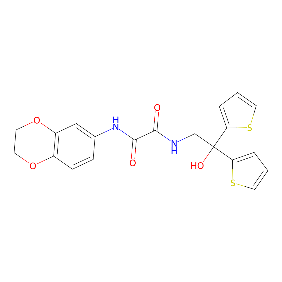 N'-(2,3-dihydro-1,4-benzodioxin-6-yl)-N-[2-hydroxy-2,2-bis(thiophen-2-yl)ethyl]ethanediamide molecular structure, CAS 2097867-24-6