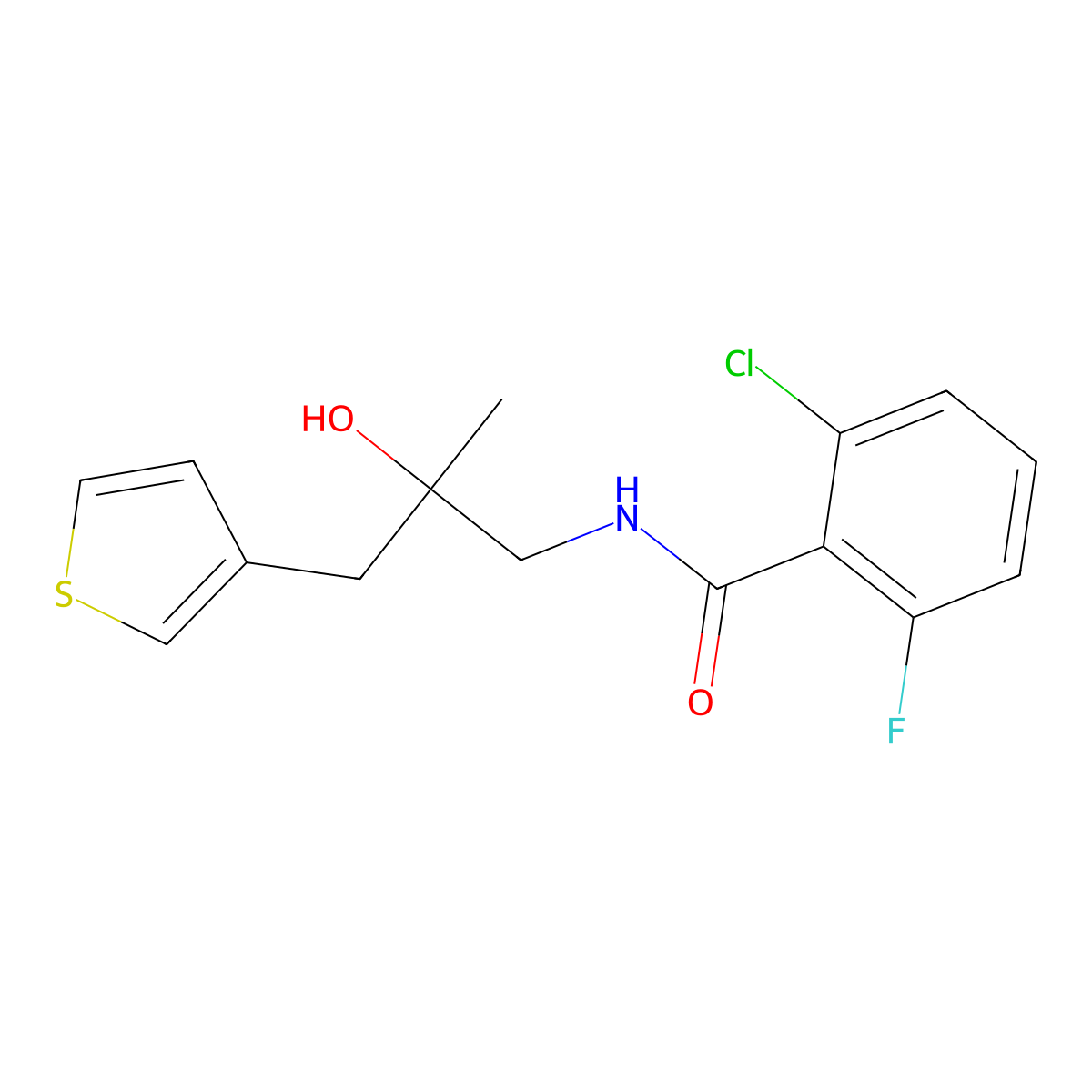 2-chloro-6-fluoro-N-{2-hydroxy-2-[(thiophen-3-yl)methyl]propyl}benzamide molecular structure, CAS 2097867-34-8