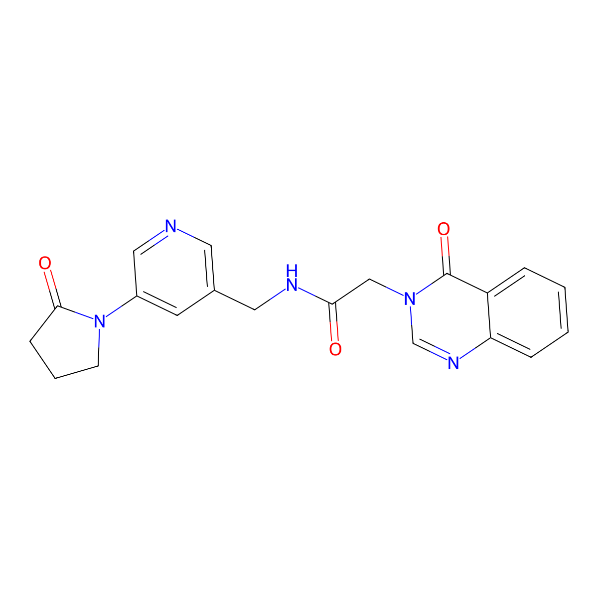2-(4-oxo-3,4-dihydroquinazolin-3-yl)-N-{[5-(2-oxopyrrolidin-1-yl)pyridin-3-yl]methyl}acetamide molecular structure, CAS 2097867-36-0