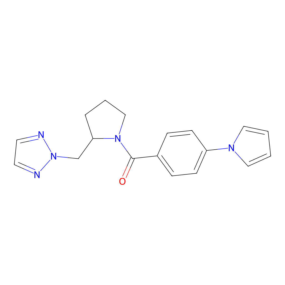 2-({1-[4-(1H-pyrrol-1-yl)benzoyl]pyrrolidin-2-yl}methyl)-2H-1,2,3-triazole molecular structure, CAS 2097867-43-9