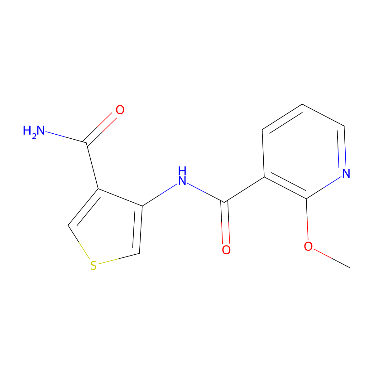 N-(4-carbamoylthiophen-3-yl)-2-methoxypyridine-3-carboxamide molecular structure, CAS 2097867-51-9