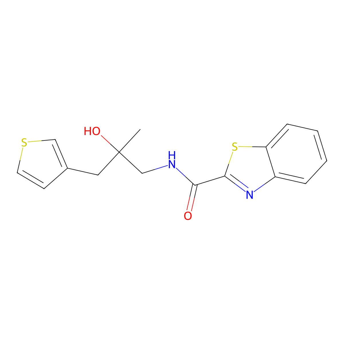 N-[2-hydroxy-2-methyl-3-(thiophen-3-yl)propyl]-1,3-benzothiazole-2-carboxamide molecular structure, CAS 2097867-57-5