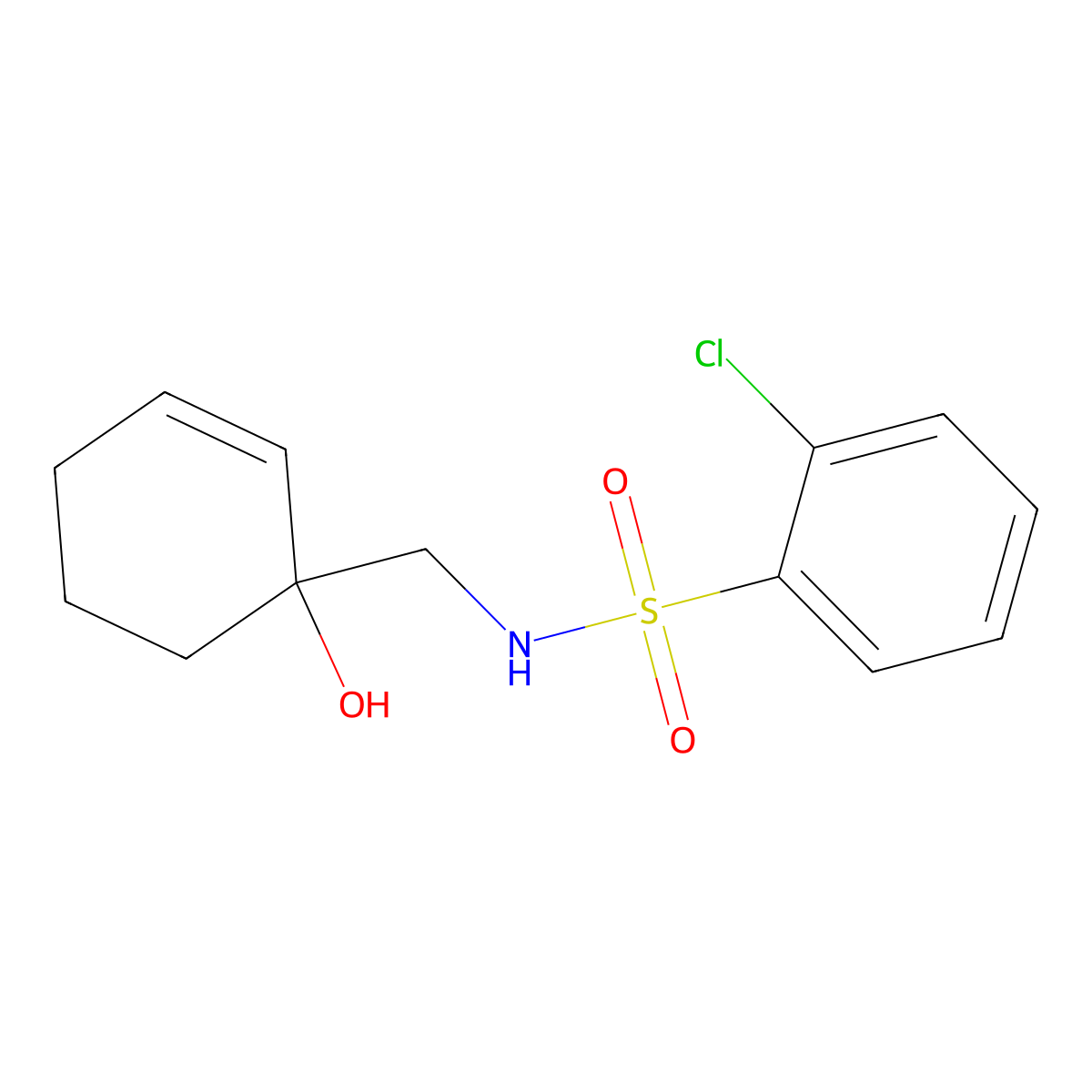 2-chloro-N-[(1-hydroxycyclohex-2-en-1-yl)methyl]benzene-1-sulfonamide molecular structure, CAS 2097867-61-1