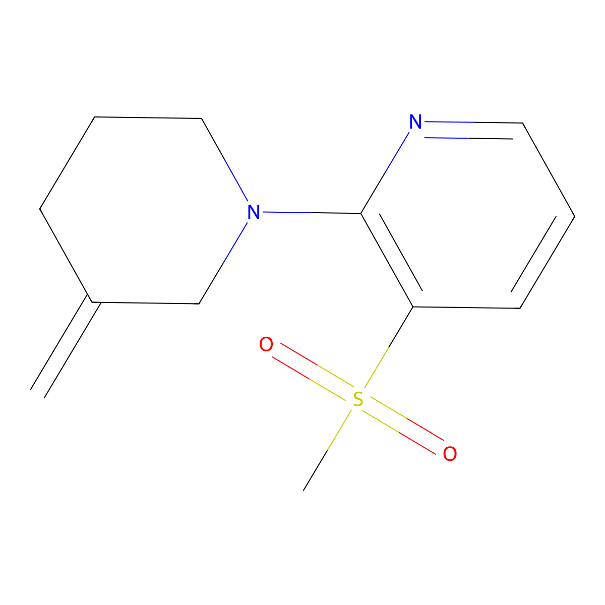 3-Methanesulfonyl-2-(3-methylidenepiperidin-1-yl)pyridine molecular structure, CAS 2097867-69-9