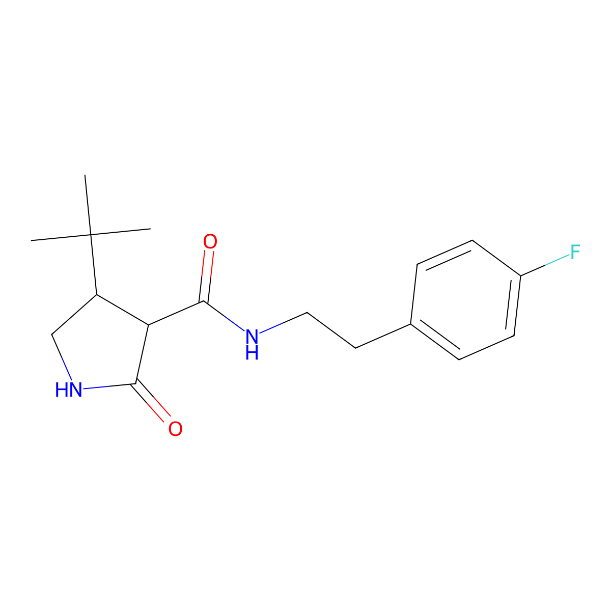 4-tert-butyl-N-[2-(4-fluorophenyl)ethyl]-2-oxopyrrolidine-3-carboxamide molecular structure, CAS 2097867-71-3