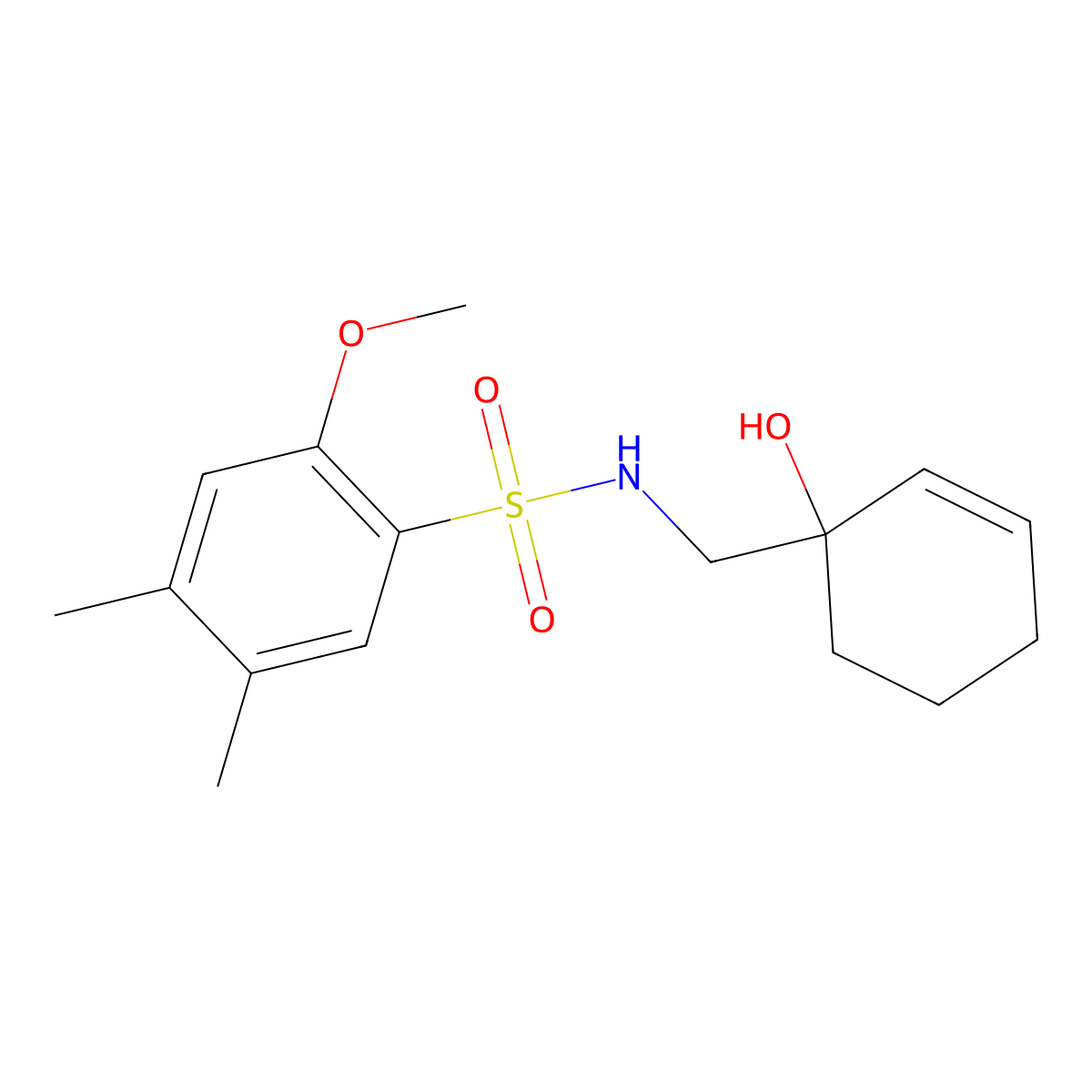 N-[(1-hydroxycyclohex-2-en-1-yl)methyl]-2-methoxy-4,5-dimethylbenzene-1-sulfonamide molecular structure, CAS 2097867-78-0