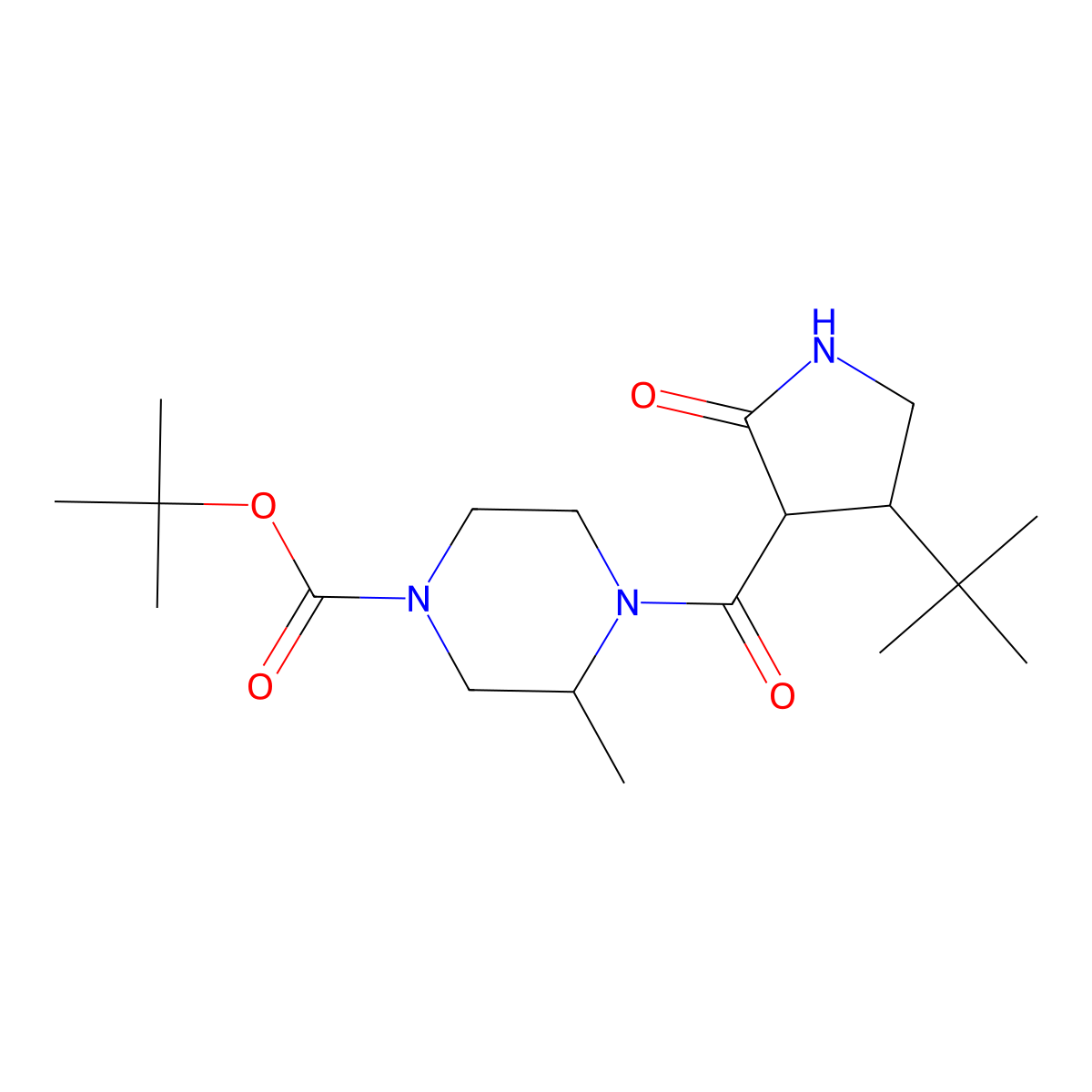 Tert-butyl 4-(4-tert-butyl-2-oxopyrrolidine-3-carbonyl)-3-methylpiperazine-1-carboxylate molecular structure, CAS 2097867-80-4