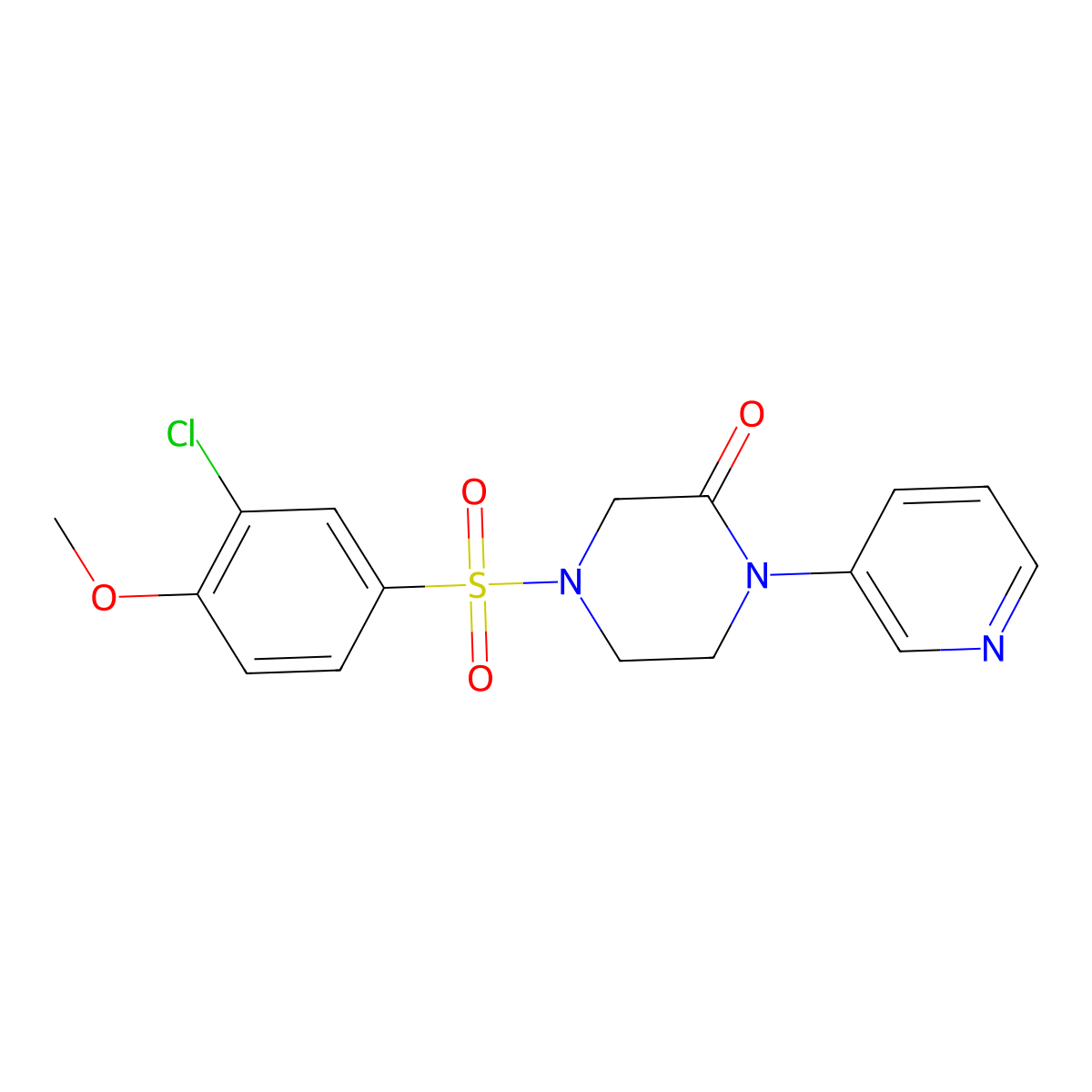 4-(3-Chloro-4-methoxybenzenesulfonyl)-1-(pyridin-3-yl)piperazin-2-one molecular structure, CAS 2097867-83-7