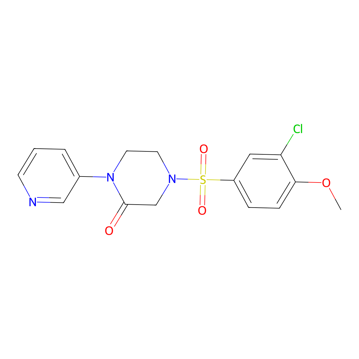 4-(3-Chloro-4-methoxybenzenesulfonyl)-1-(pyridin-3-yl)piperazin-2-one molecular structure, CAS 2097867-83-7