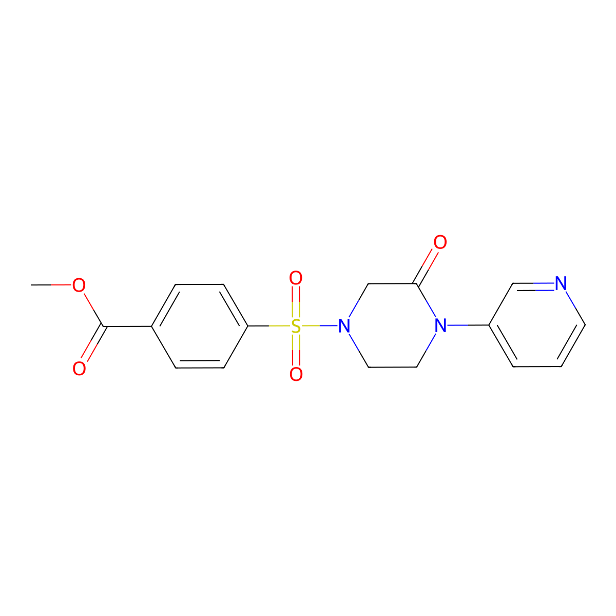 Methyl 4-{[3-oxo-4-(pyridin-3-yl)piperazin-1-yl]sulfonyl}benzoate molecular structure, CAS 2097867-85-9