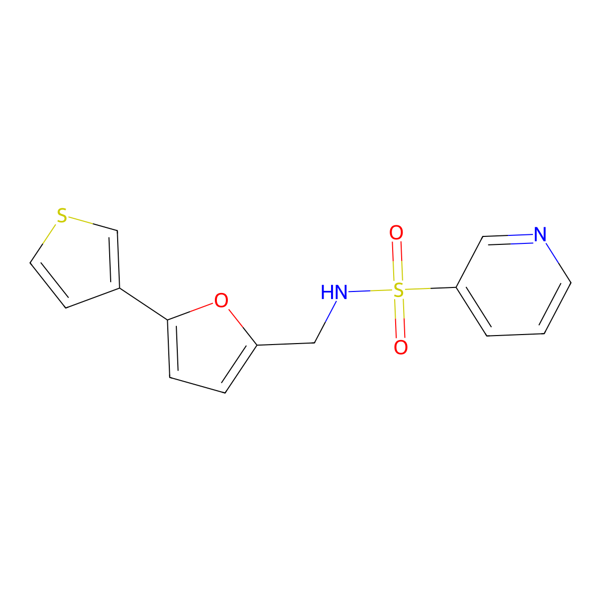 N-{[5-(thiophen-3-yl)furan-2-yl]methyl}pyridine-3-sulfonamide molecular structure, CAS 2097867-92-8