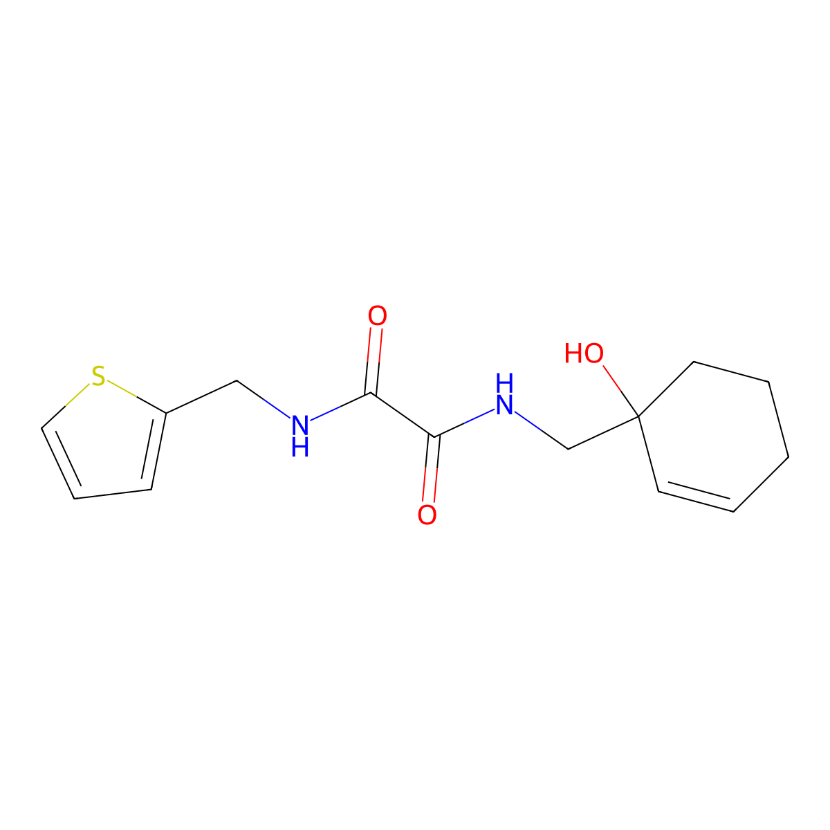 N'-[(1-hydroxycyclohex-2-en-1-yl)methyl]-N-[(thiophen-2-yl)methyl]ethanediamide molecular structure, CAS 2097867-94-0