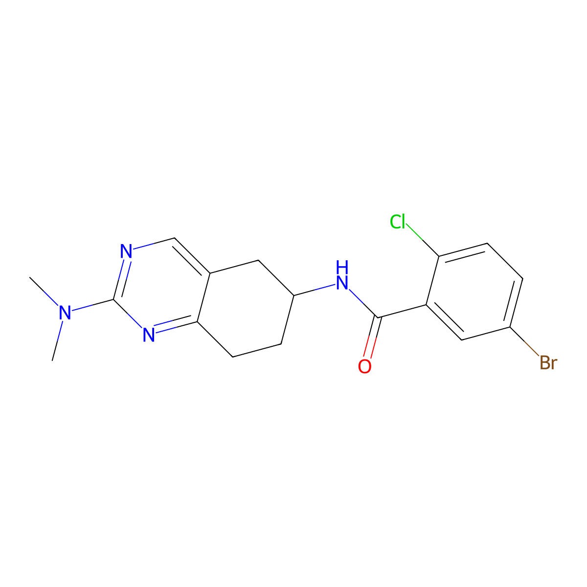 5-bromo-2-chloro-N-[2-(dimethylamino)-5,6,7,8-tetrahydroquinazolin-6-yl]benzamide molecular structure, CAS 2097867-95-1