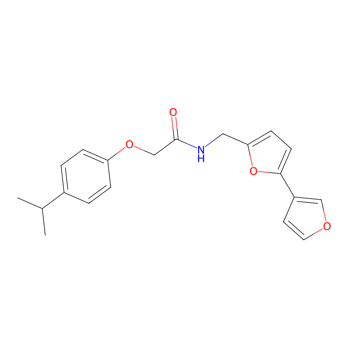 N-({[2,3'-bifuran]-5-yl}methyl)-2-[4-(propan-2-yl)phenoxy]acetamide molecular structure, CAS 2097867-96-2