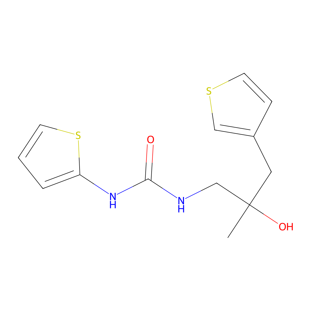 1-[2-Hydroxy-2-methyl-3-(thiophen-3-yl)propyl]-3-(thiophen-2-yl)urea molecular structure, CAS 2097867-99-5