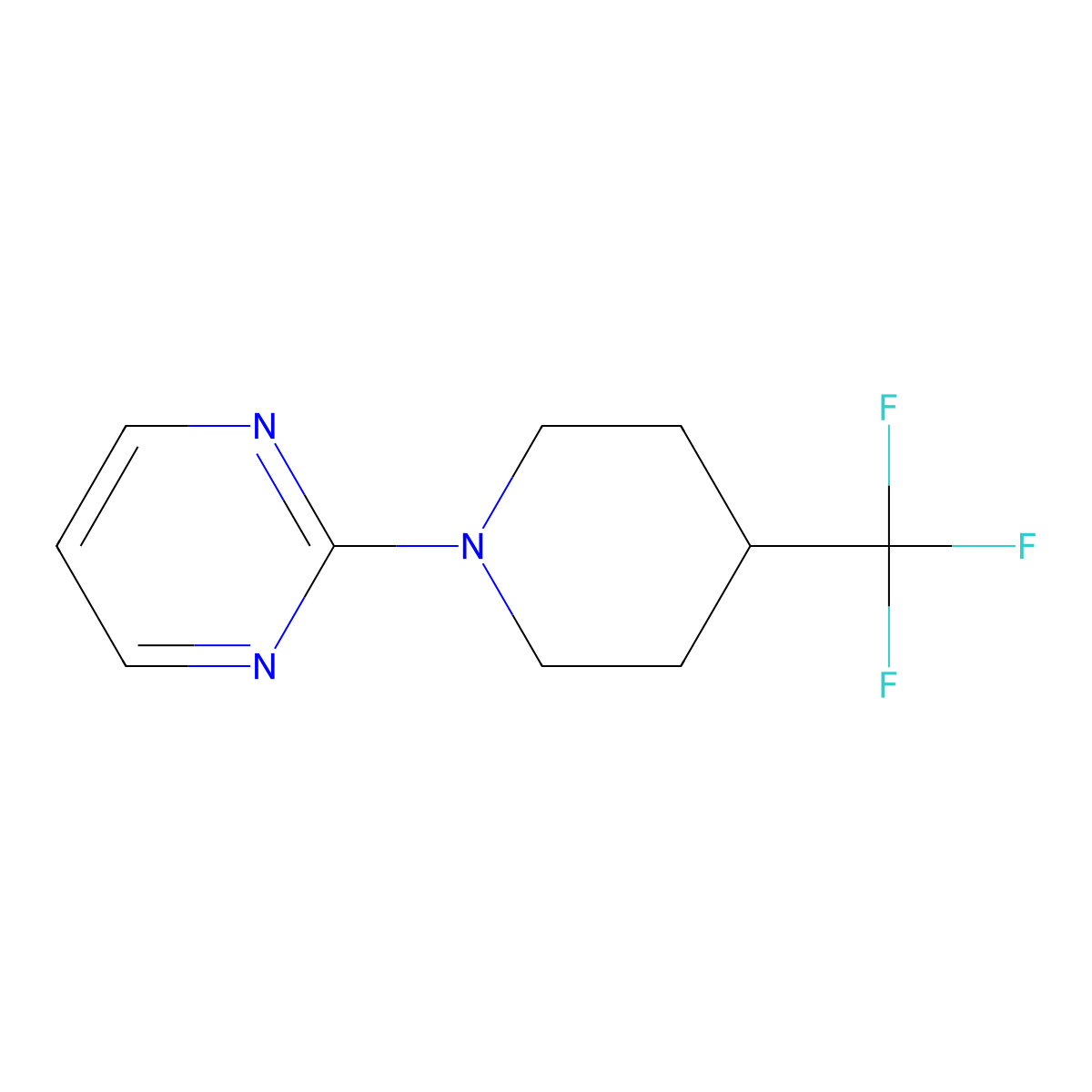 2-[4-(Trifluoromethyl)piperidin-1-yl]pyrimidine molecular structure, CAS 2097868-16-9