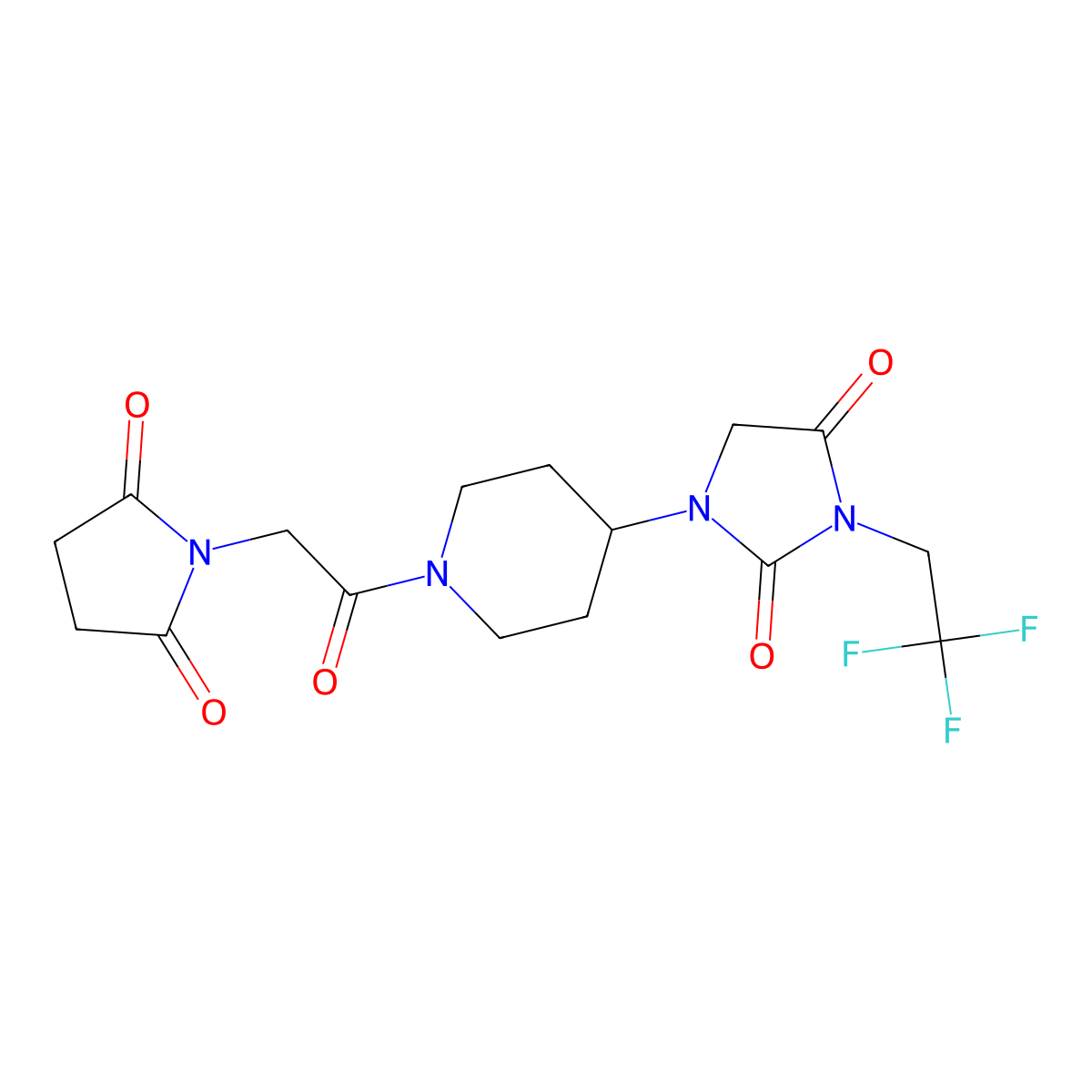 1-{1-[2-(2,5-Dioxopyrrolidin-1-yl)acetyl]piperidin-4-yl}-3-(2,2,2-trifluoroethyl)imidazolidine-2,4-dione molecular structure, CAS 2097868-22-7