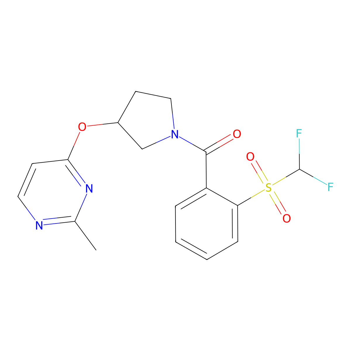 4-{[1-(2-Difluoromethanesulfonylbenzoyl)pyrrolidin-3-yl]oxy}-2-methylpyrimidine molecular structure, CAS 2097868-23-8
