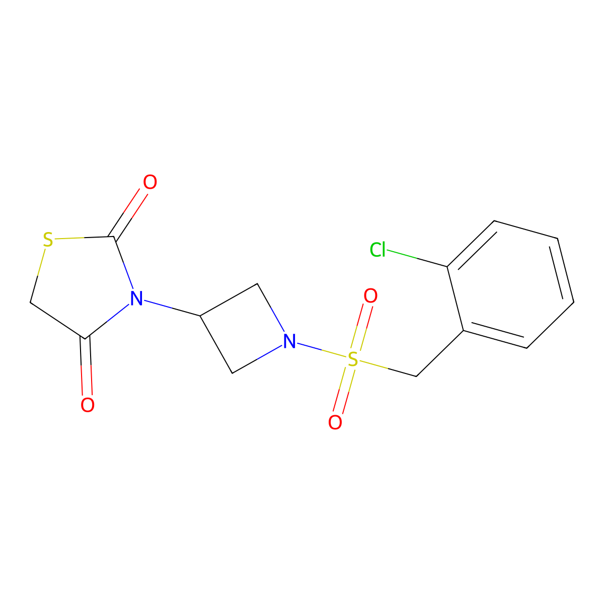 3-(1-((2-Chlorobenzyl)sulfonyl)azetidin-3-yl)thiazolidine-2,4-dione molecular structure, CAS 2097868-26-1