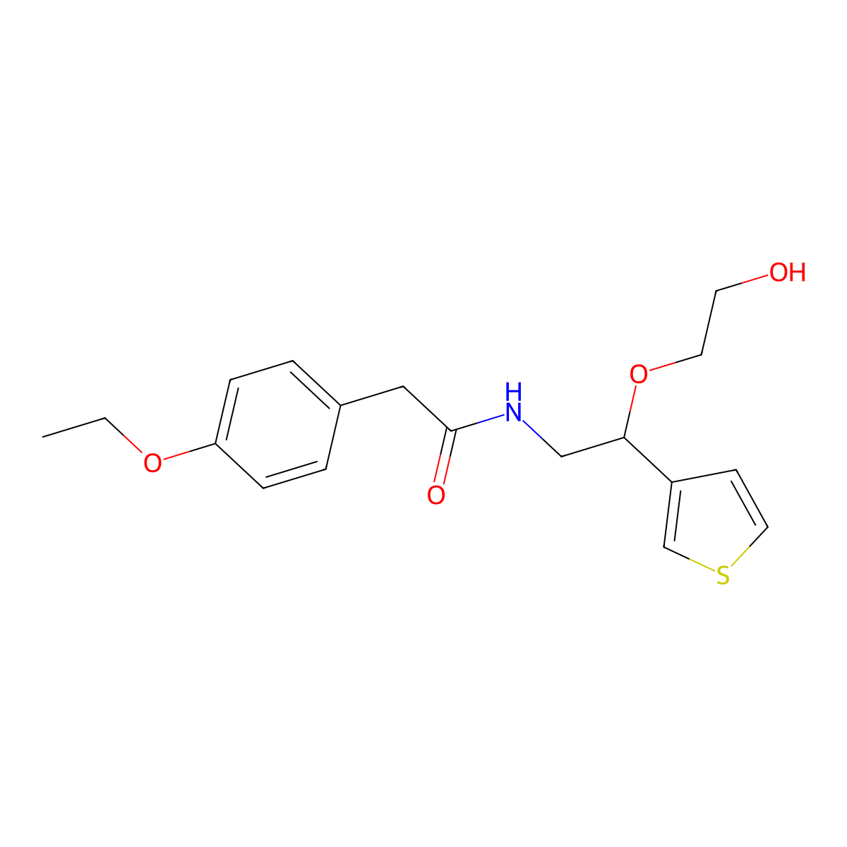 2-(4-ethoxyphenyl)-N-[2-(2-hydroxyethoxy)-2-(thiophen-3-yl)ethyl]acetamide molecular structure, CAS 2097868-35-2