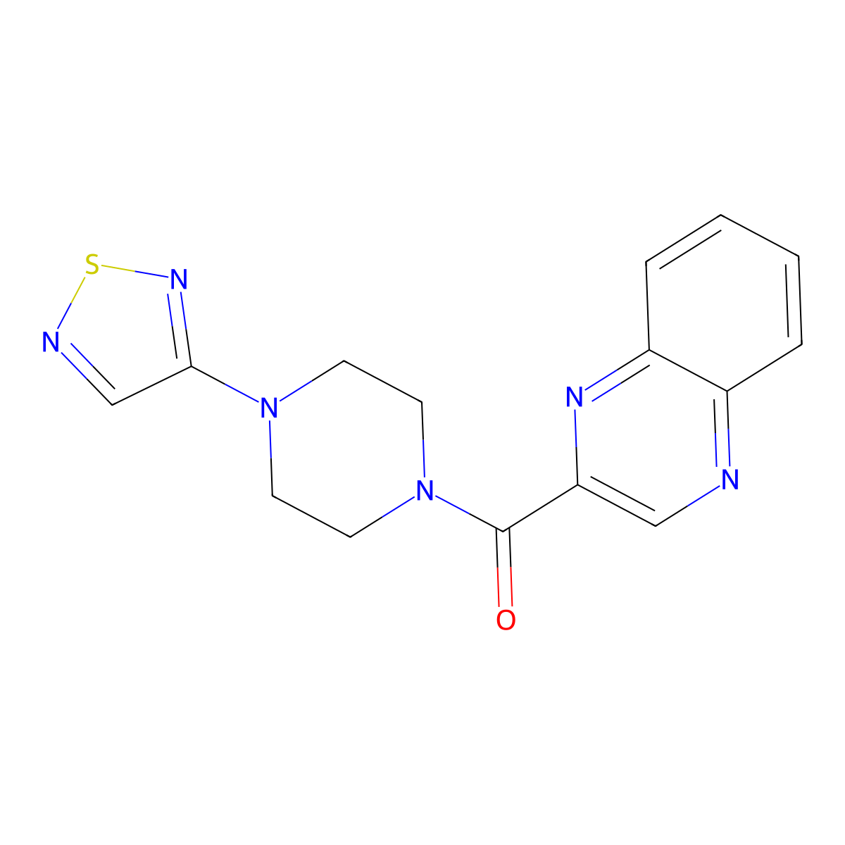 2-[4-(1,2,5-Thiadiazol-3-yl)piperazine-1-carbonyl]quinoxaline molecular structure, CAS 2097868-46-5