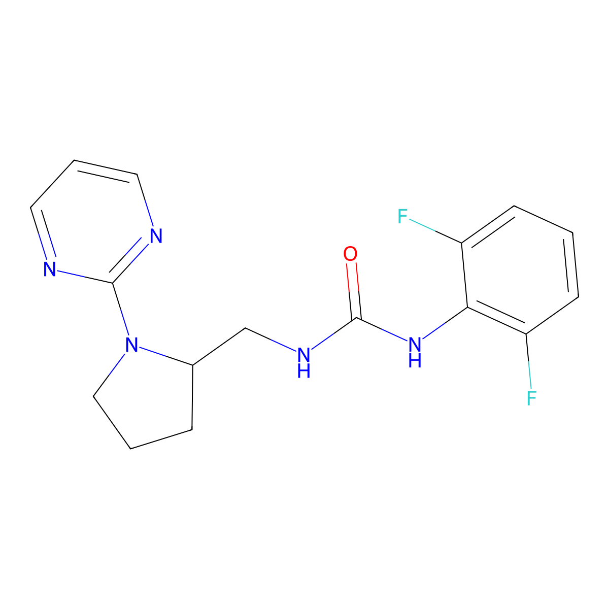 1-(2,6-Difluorophenyl)-3-{[1-(pyrimidin-2-yl)pyrrolidin-2-yl]methyl}urea molecular structure, CAS 2097868-48-7