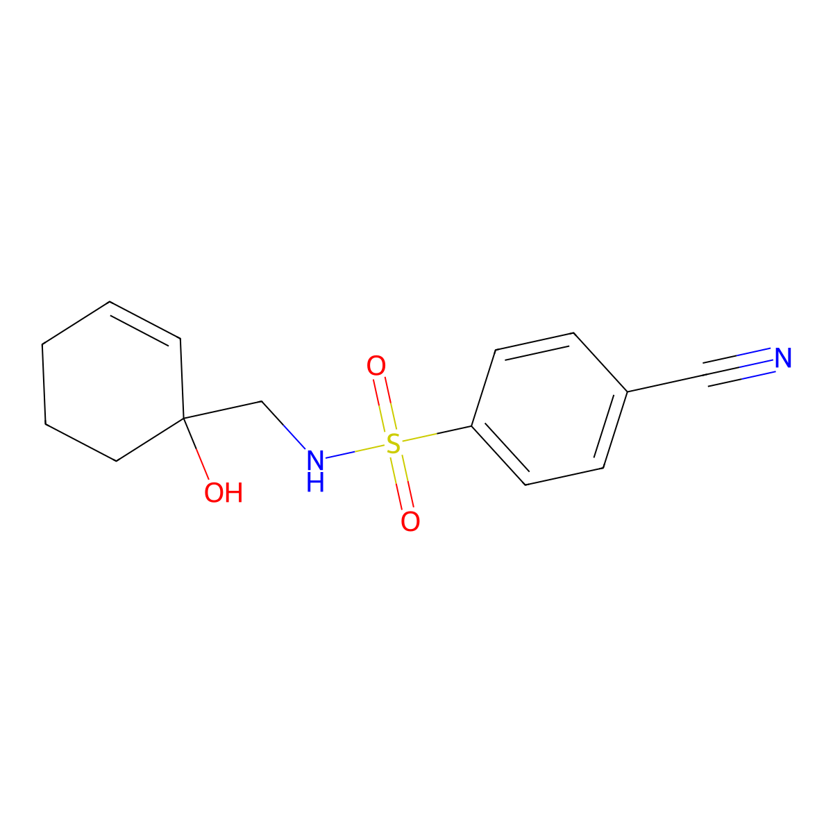 4-cyano-N-[(1-hydroxycyclohex-2-en-1-yl)methyl]benzene-1-sulfonamide molecular structure, CAS 2097868-52-3
