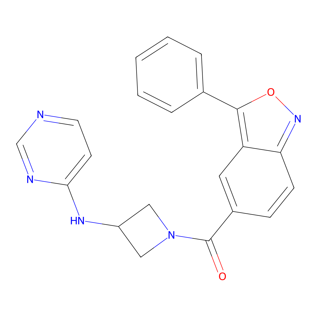 N-[1-(3-phenyl-2,1-benzoxazole-5-carbonyl)azetidin-3-yl]pyrimidin-4-amine molecular structure, CAS 2097868-55-6