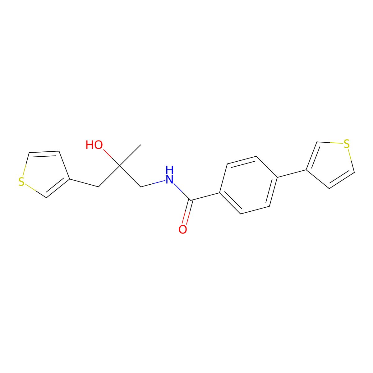 N-{2-hydroxy-2-[(thiophen-3-yl)methyl]propyl}-4-(thiophen-3-yl)benzamide molecular structure, CAS 2097868-60-3