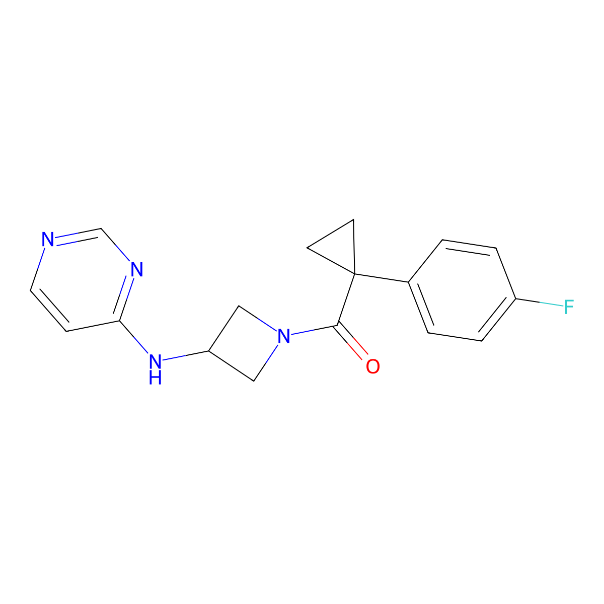 N-{1-[1-(4-fluorophenyl)cyclopropanecarbonyl]azetidin-3-yl}pyrimidin-4-amine molecular structure, CAS 2097868-61-4