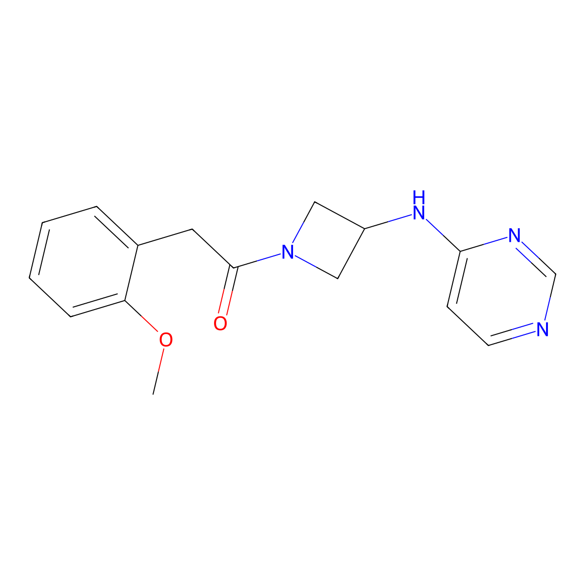 2-(2-Methoxyphenyl)-1-{3-[(pyrimidin-4-yl)amino]azetidin-1-yl}ethan-1-one molecular structure, CAS 2097868-63-6