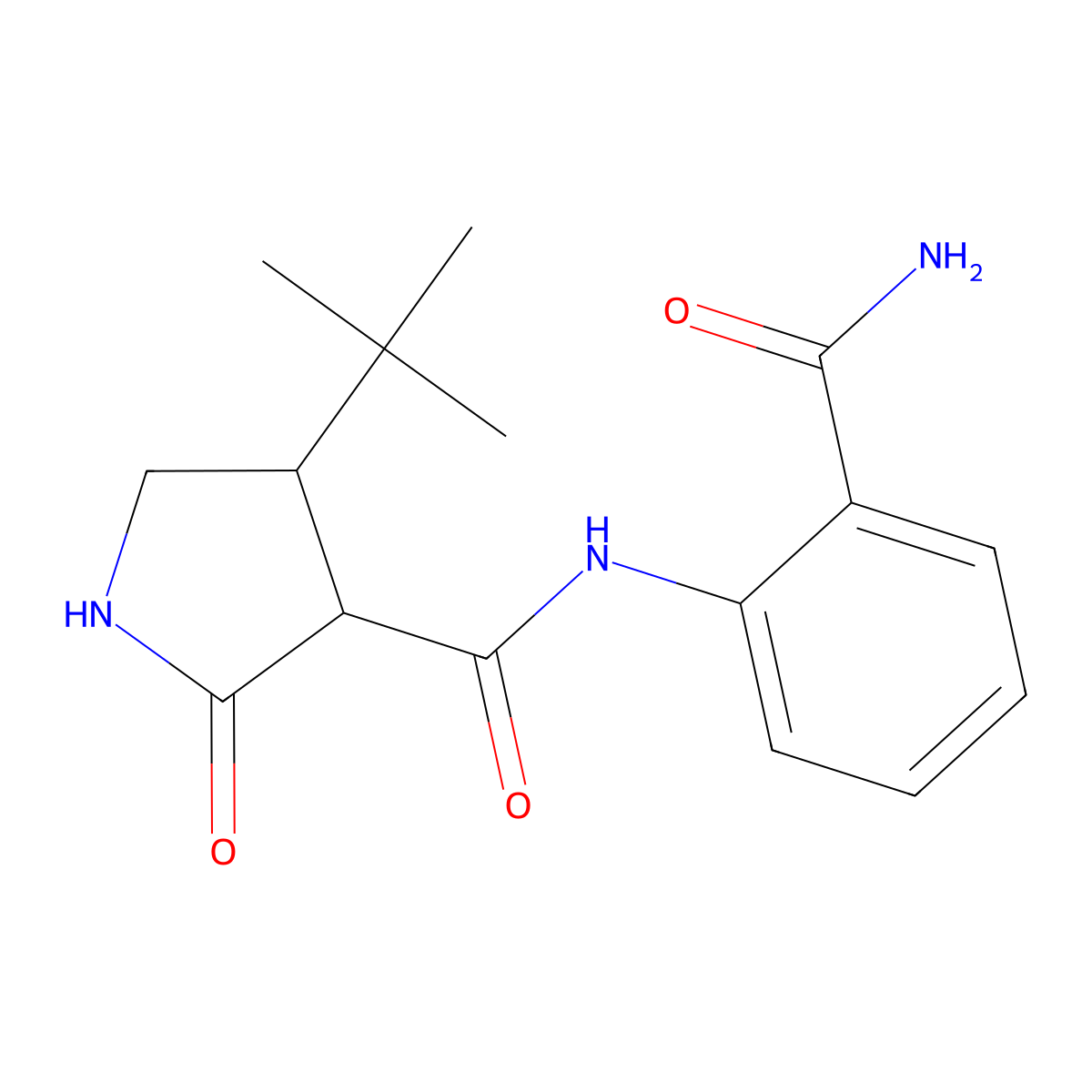 4-tert-butyl-N-(2-carbamoylphenyl)-2-oxopyrrolidine-3-carboxamide molecular structure, CAS 2097868-65-8