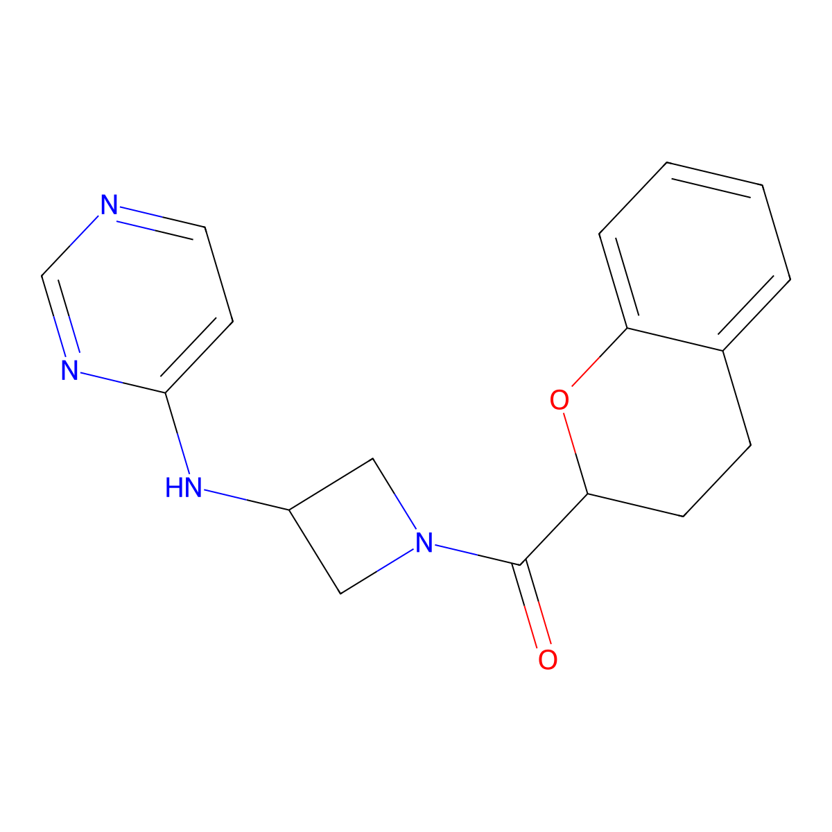 N-[1-(3,4-dihydro-2H-1-benzopyran-2-carbonyl)azetidin-3-yl]pyrimidin-4-amine molecular structure, CAS 2097868-68-1