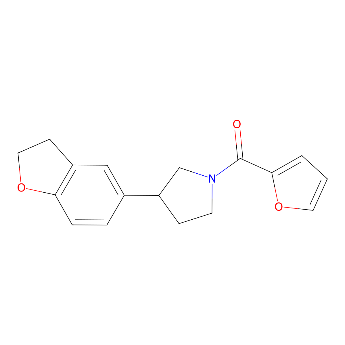 3-(2,3-Dihydro-1-benzofuran-5-yl)-1-(furan-2-carbonyl)pyrrolidine molecular structure, CAS 2097868-70-5