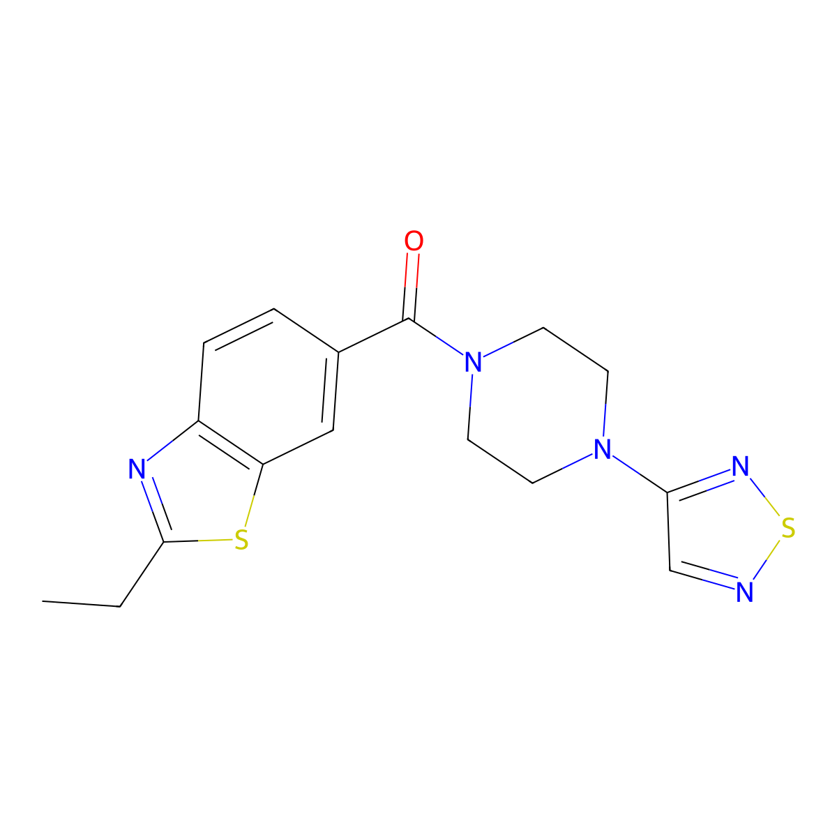 2-Ethyl-6-[4-(1,2,5-thiadiazol-3-yl)piperazine-1-carbonyl]-1,3-benzothiazole molecular structure, CAS 2097868-72-7