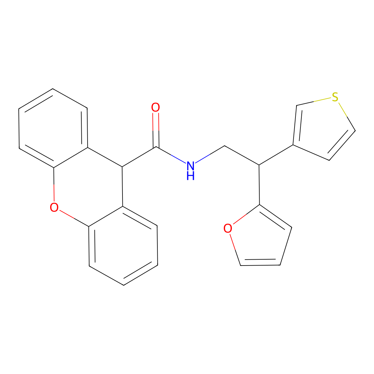 N-[2-(furan-2-yl)-2-(thiophen-3-yl)ethyl]-9H-xanthene-9-carboxamide molecular structure, CAS 2097868-74-9