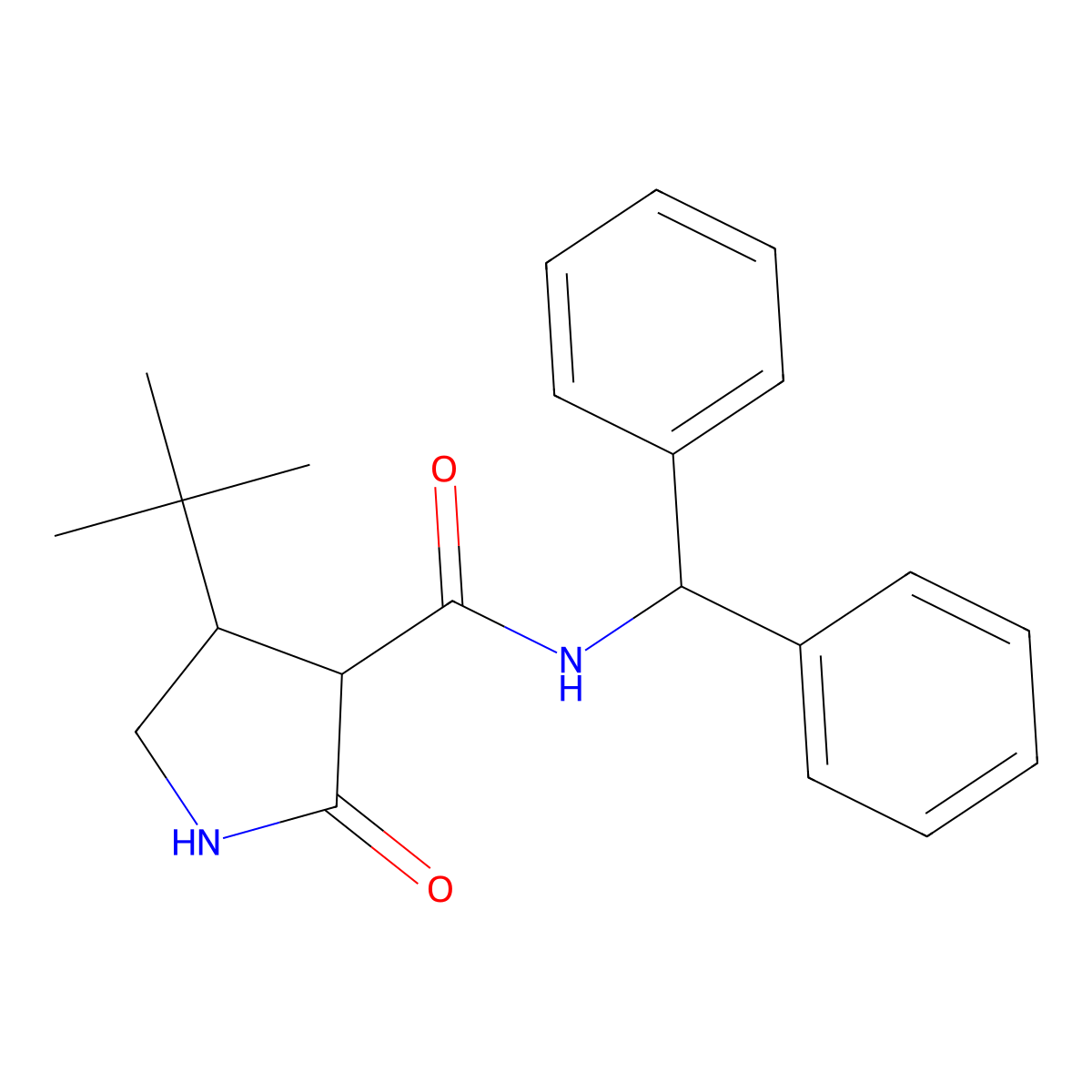 4-tert-butyl-N-(diphenylmethyl)-2-oxopyrrolidine-3-carboxamide molecular structure, CAS 2097868-77-2