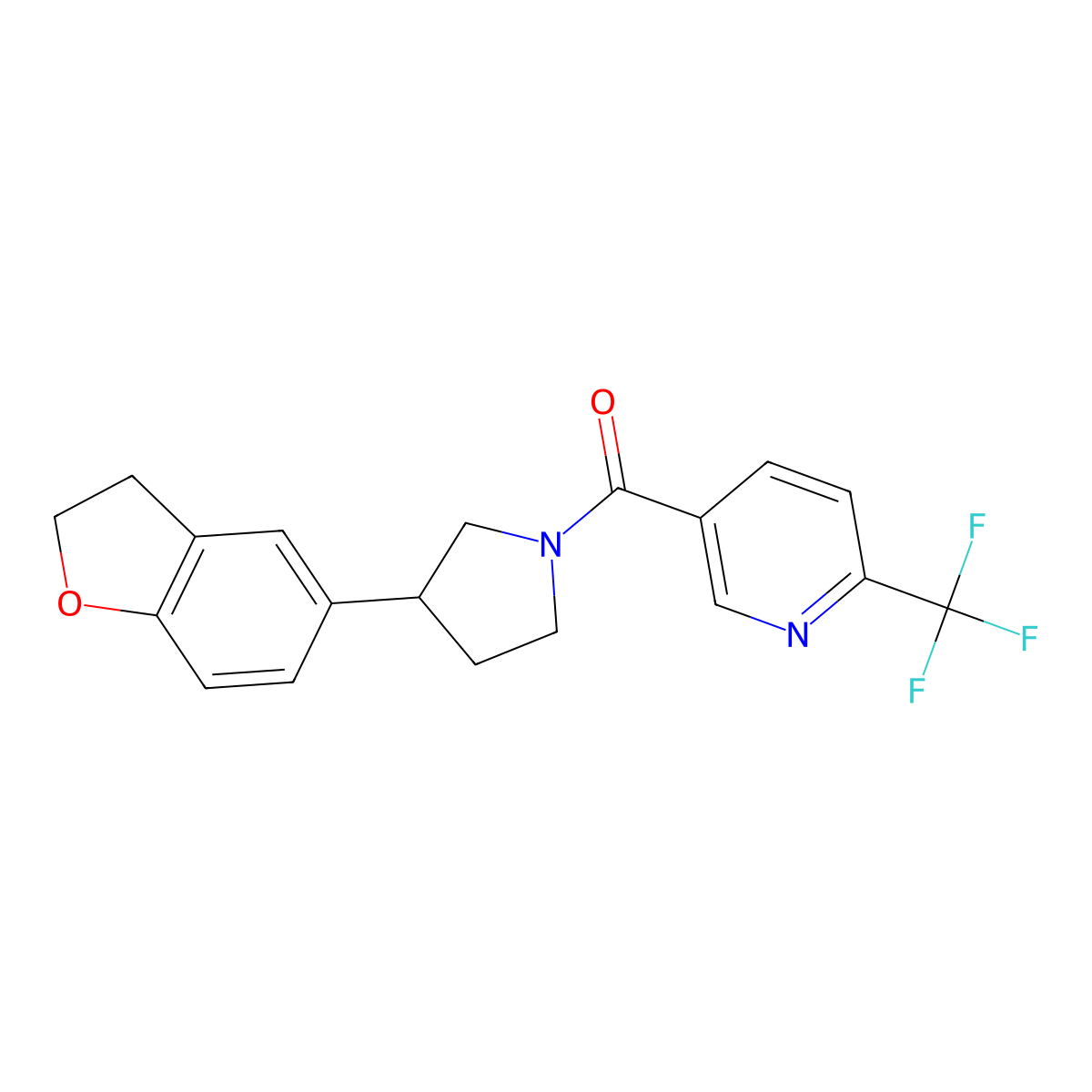 5-[3-(2,3-Dihydro-1-benzofuran-5-yl)pyrrolidine-1-carbonyl]-2-(trifluoromethyl)pyridine molecular structure, CAS 2097868-80-7