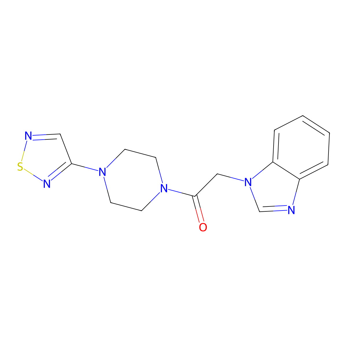 2-(1H-1,3-benzodiazol-1-yl)-1-[4-(1,2,5-thiadiazol-3-yl)piperazin-1-yl]ethan-1-one molecular structure, CAS 2097868-86-3