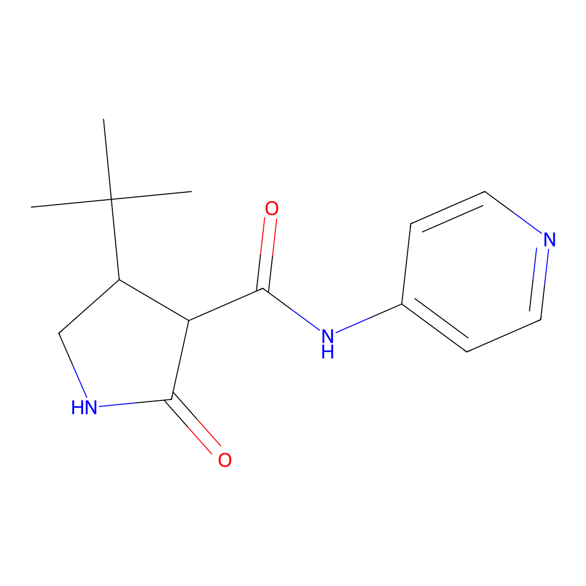4-tert-butyl-2-oxo-N-(pyridin-4-yl)pyrrolidine-3-carboxamide molecular structure, CAS 2097868-87-4
