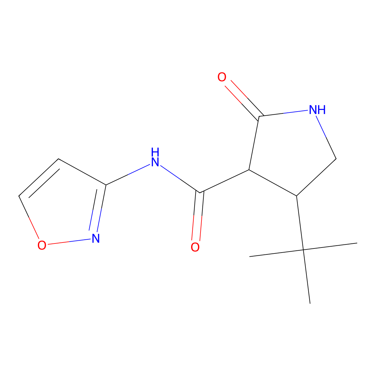 4-tert-butyl-N-(1,2-oxazol-3-yl)-2-oxopyrrolidine-3-carboxamide molecular structure, CAS 2097868-91-0