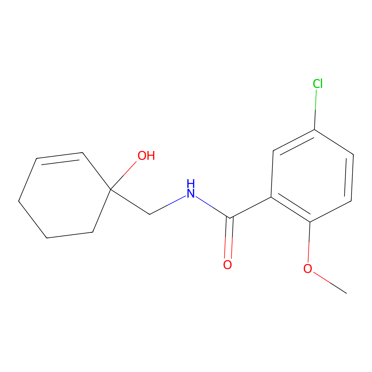 5-chloro-N-[(1-hydroxycyclohex-2-en-1-yl)methyl]-2-methoxybenzamide molecular structure, CAS 2097868-93-2