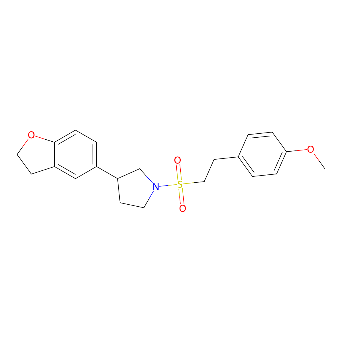 3-(2,3-Dihydro-1-benzofuran-5-yl)-1-[2-(4-methoxyphenyl)ethanesulfonyl]pyrrolidine molecular structure, CAS 2097868-97-6