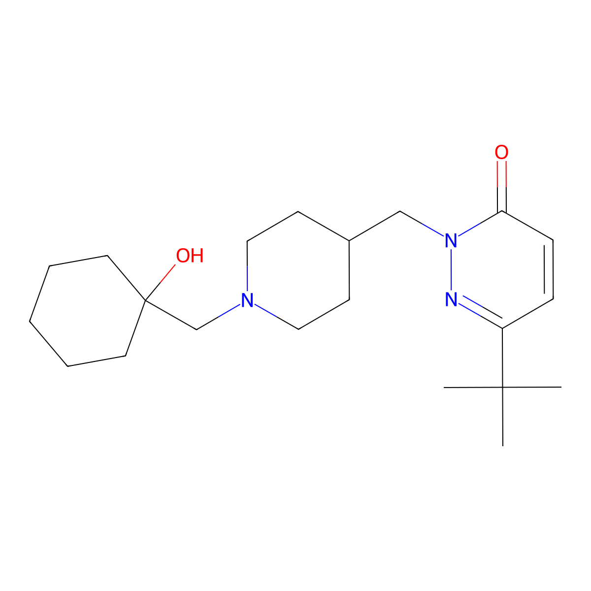 6-Tert-butyl-2-({1-[(1-hydroxycyclohexyl)methyl]piperidin-4-yl}methyl)-2,3-dihydropyridazin-3-one molecular structure, CAS 2097868-99-8