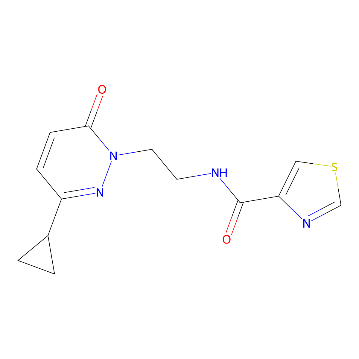 N-(2-(3-cyclopropyl-6-oxopyridazin-1(6H)-yl)ethyl)thiazole-4-carboxamide molecular structure, CAS 2097869-01-5