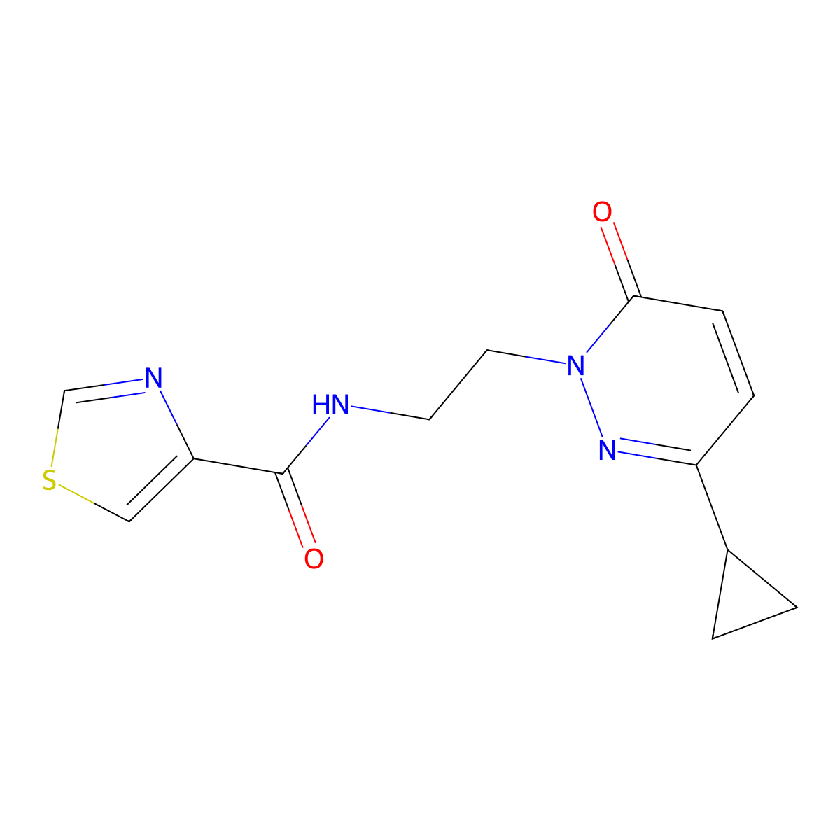 N-(2-(3-cyclopropyl-6-oxopyridazin-1(6H)-yl)ethyl)thiazole-4-carboxamide molecular structure, CAS 2097869-01-5