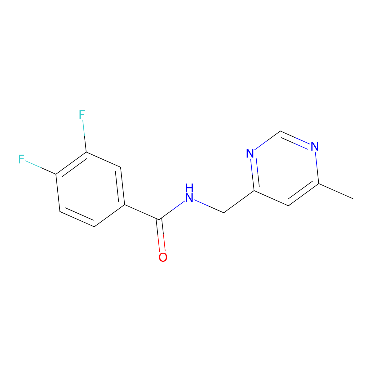 3,4-difluoro-N-[(6-methylpyrimidin-4-yl)methyl]benzamide molecular structure, CAS 2097869-04-8