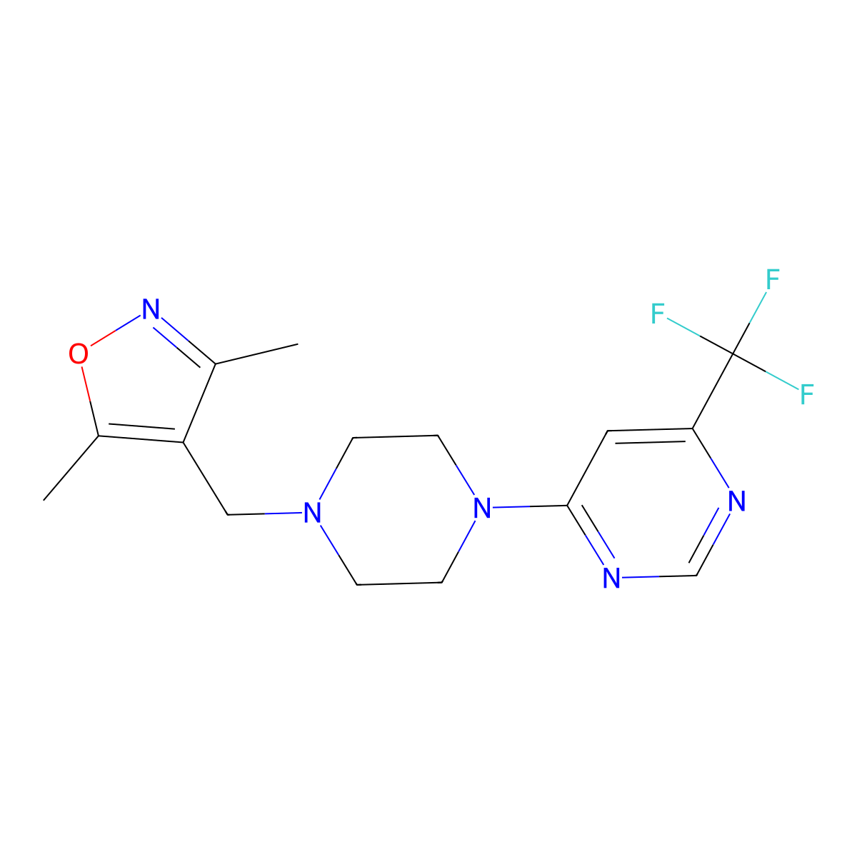 4-{4-[(3,5-Dimethyl-1,2-oxazol-4-yl)methyl]piperazin-1-yl}-6-(trifluoromethyl)pyrimidine molecular structure, CAS 2097869-08-2